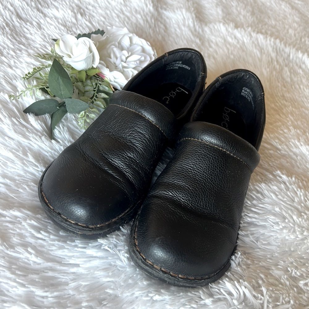 b.o.c. Black Genuine Pebbled Leather Clog/Shoe 9